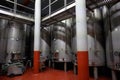 Modern bio wine production factory in Italy, inox steel tanks for fermentation of wine grapes