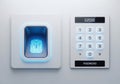 Modern biometric fingerprint scanner and digital keypad security system for access control Royalty Free Stock Photo