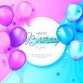 modern birthday background with blue pink balloons vector illustration Royalty Free Stock Photo