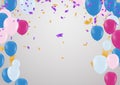 Modern birthday background Colorful  balloon with and confetti Royalty Free Stock Photo