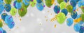 Modern birthday background Colorful  balloon with and confetti Royalty Free Stock Photo