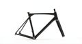 Modern black carbon fiber bicycle frame and fork on white background studio shot Royalty Free Stock Photo