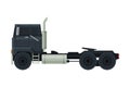 Modern Black Cargo Truck, Blue Heavy Delivering Vehicle, Side View Flat Vector Illustration on White Background Royalty Free Stock Photo