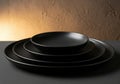 Modern black ceramic dinnerware set Royalty Free Stock Photo