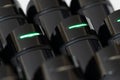 Modern black colored motion sensors in action indoors.Selective focus Royalty Free Stock Photo