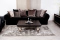 Modern black coloured fabric couch