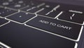 Modern black computer keyboard and luminous add to cart key. 3D rendering Royalty Free Stock Photo