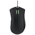 Modern black computer mouse on white background.