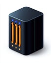 Modern black data storage device with glowing indicators for energy efficiency and performance monitoring Ideal for digital