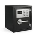 Modern black digital safe with silver handle and keypad Royalty Free Stock Photo