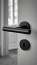Modern Black Door Handle and Lock on Interior Door in Contemporary Home Setting During Daytime Royalty Free Stock Photo