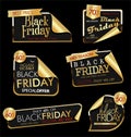 Modern black Friday golden labels vector illustration Royalty Free Stock Photo