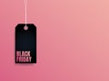 Modern Black Friday sale vector website banner template with black price tag on pink background Royalty Free Stock Photo