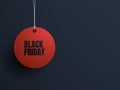 Modern Black Friday sale vector website banner template with red price tag on dark background Royalty Free Stock Photo