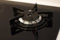 Modern black gas stove close-up, top view Royalty Free Stock Photo