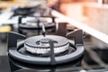 Modern black gas stove on countertop in kitchen Royalty Free Stock Photo