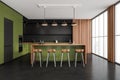 Modern black and green kitchen