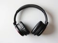 Modern Black Headphones on White Background Royalty Free Stock Photo