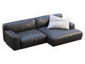 Modern black leather chaise lounge sofa with pillow. 3d render Royalty Free Stock Photo