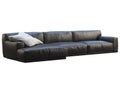 Modern black leather chaise lounge sofa with pillow. 3d render Royalty Free Stock Photo