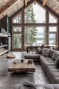 Modern black loft house featuring pavilion with nature view and steel frame, wood, and glass doors