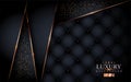 Modern black luxury leather background with golden lines element. Graphic design element