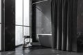Modern black marble style bathroom. Corner view Royalty Free Stock Photo