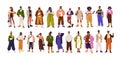 Modern black people set. African-American men, women standing in fashion apparel. Stylish happy young characters Royalty Free Stock Photo