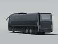 Modern black realistic bus isolated on gray background. 3d rendering. Back view. Royalty Free Stock Photo