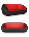 Modern black and red leather couch isolated Royalty Free Stock Photo