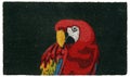 Modern Black Red Parrot / macaw bird printed zute doormat Royalty Free Stock Photo