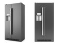 Modern black refrigerator isolated on white Royalty Free Stock Photo