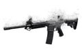 Modern black rifle breaks down into particles. dispersion effect. no more guns