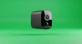 Modern Black Security Camera Floating Against Vibrant Green Background Royalty Free Stock Photo