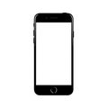 A sleek black smartphone with a blank white screen displayed vertically isolated on white background Royalty Free Stock Photo