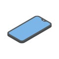 Modern black smartphone with empty screen isometric vector illustration. 3d mobile phone Royalty Free Stock Photo