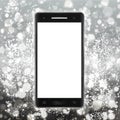 Modern black smartphone with touch screen on light background. A Royalty Free Stock Photo