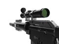 Modern black sniper rifle - first person view - right side