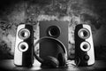 Modern black sound speakers Royalty Free Stock Photo