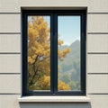Modern black steel window frame, thin lines, sharp angles , sharp angles, clip art