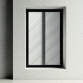 Modern black steel window frame, thin lines, sharp angles , style, vector