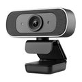 Modern black webcam with silver trim and adjustable stand on white background camera computer Royalty Free Stock Photo