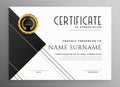 Modern black white and gold certificate template design