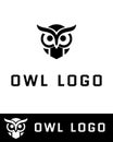 A modern black and white owl head logo design Royalty Free Stock Photo