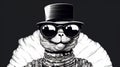 Hip-hop Inspired Cat Wearing Top Hat And Sunglasses