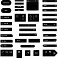 Modern black and white user interface elements and icons set with various shapes and styles for web design Royalty Free Stock Photo