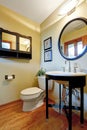 Modern black and white washbasin stand with glass shelf