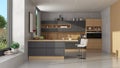 Modern black and wooden kitchen