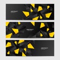 Modern black and yellow abstract wide web banner background with geometric triangle shapes. Vector digital technology futuristic Royalty Free Stock Photo