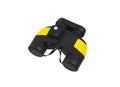 Modern black and yellow waterproof and unsinkable marine binoculars.. Surveillance device. Device for viewing at a distance. Royalty Free Stock Photo